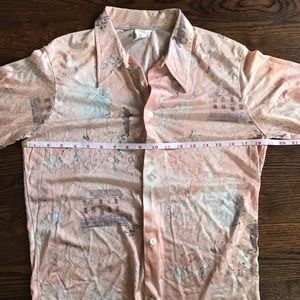 Vtg 60s 70s Acetate Blend Disco Shirt Mens M LS